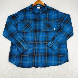 Columbia Men's Blue Plaid Long‎ Sleeve Regular Fit Cotton Flannel Shirt XXL